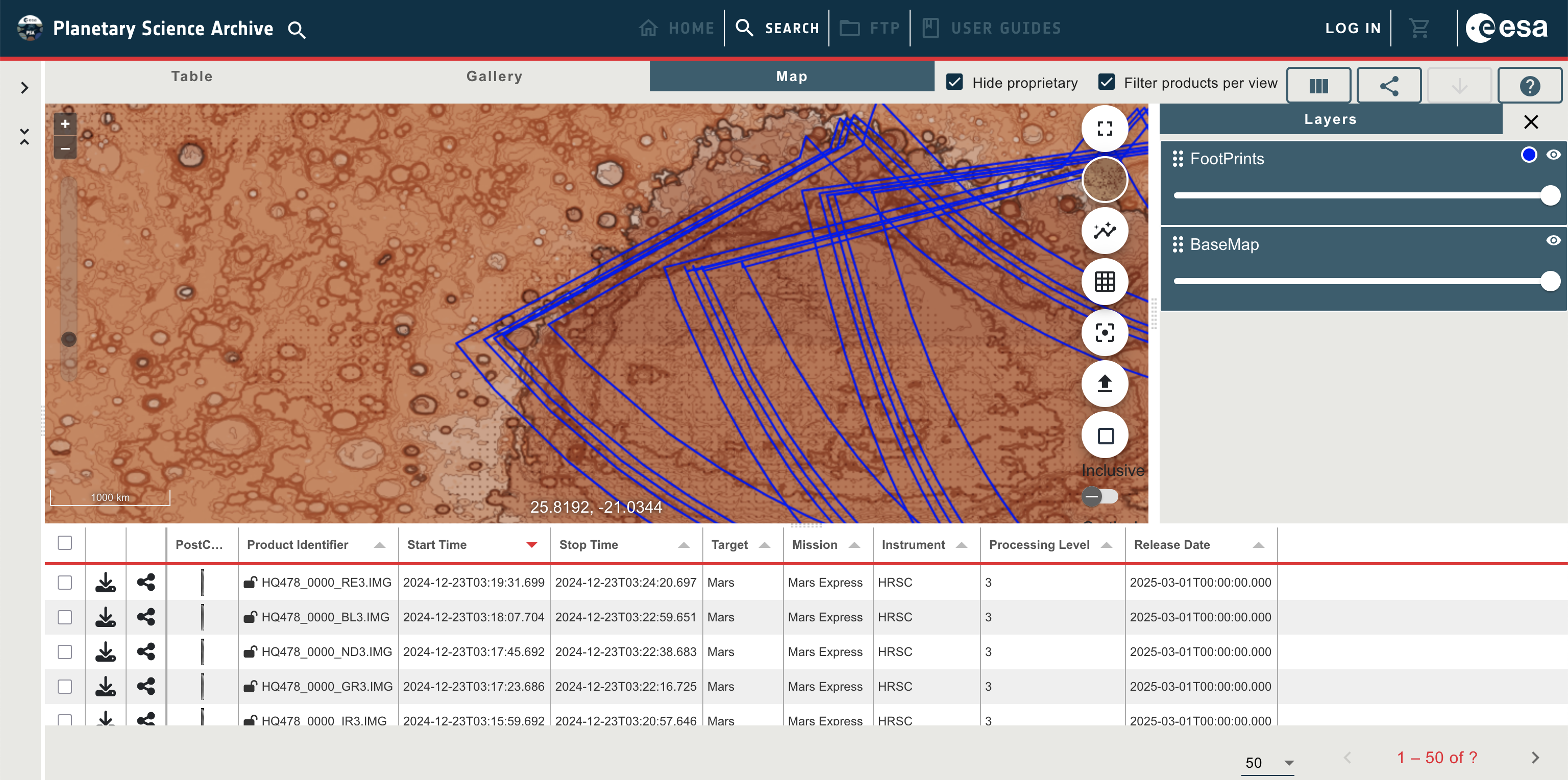 ESA's Planetary Science Archive (PSA)