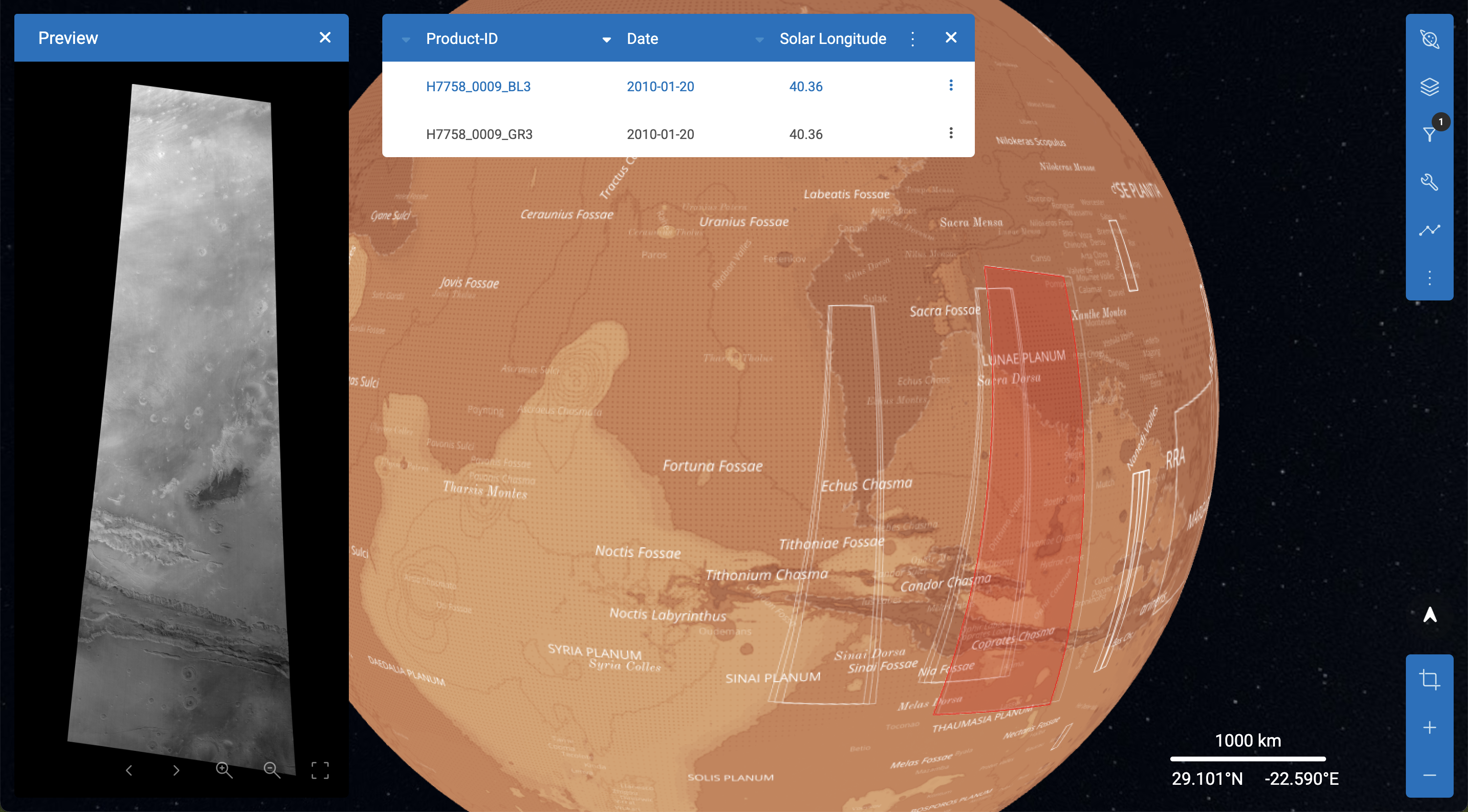 Multi-temporal Database of Planetary Image Data (MUTED)